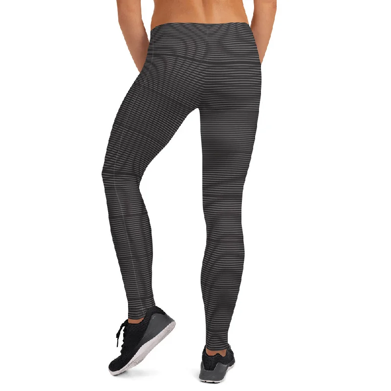 Modern Striped Ladies Casual Tights, Best Sexy Modern Women's Black Leggings-Made in USA/EU Casual Slim-Fit Leggings