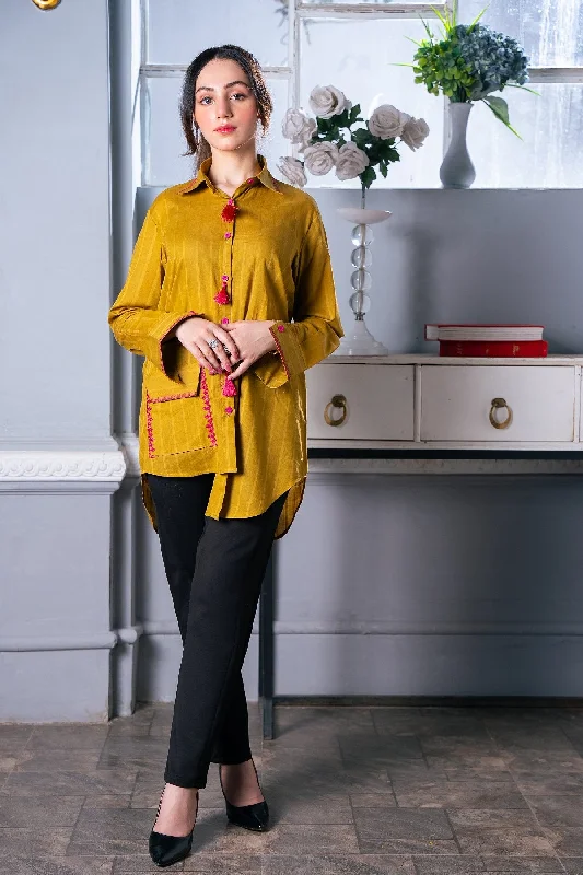 Western Mustered Shirt Front Pockets Side Pockets Patch Pockets