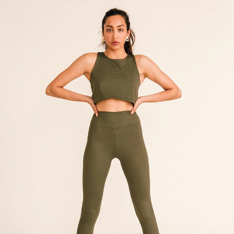 JUTELAUNE Sport Leggings Khaki Fashionable Ribbed Knit Leggings