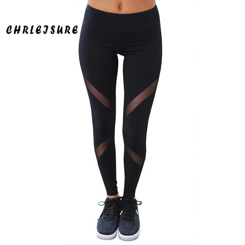 Women Black Leggings/Workout Pants With Mesh Detailing Trendy Sports Performance Leggings