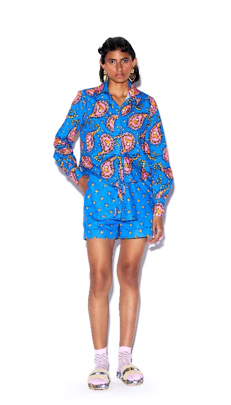 Coffee break - Layered shirt + Shorts Houndstooth Herringbone Solid