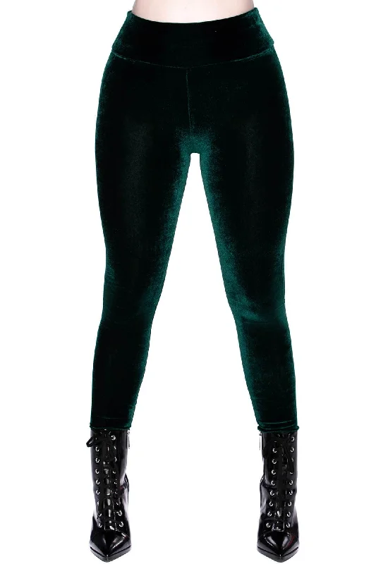 Hematite Leggings [EMERALD] Fashionable High-Rise Leggings