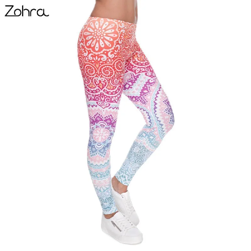 Women Mandala/Aztec/Geometric printed Leggings/Workout pants Trendy Mesh Leggings