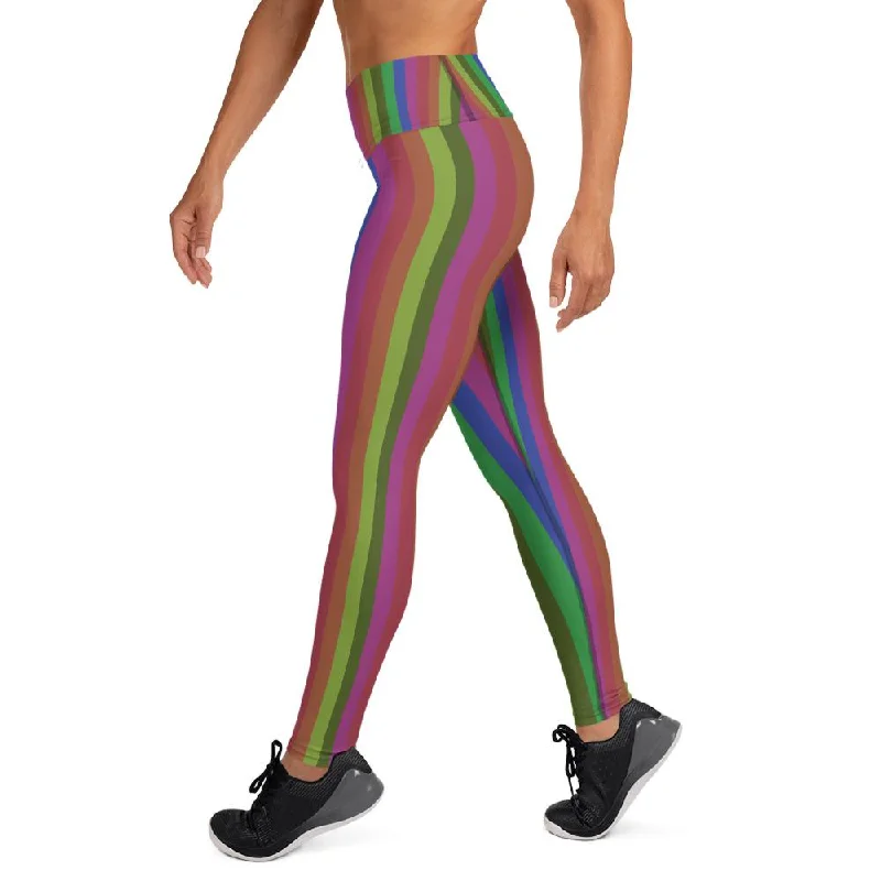 Retro Rainbow Striped Long Tights, Faded Rainbow Stripe Retro Style Print Women's Yoga Leggings- Made in USA Trendy Colorblock Print Leggings Retro Rainbow Striped Long Tights, Faded Rainbow Stripe Retro Style Print Women's Yoga Leggings- Made in USA Trendy Colorblock Print Leggings