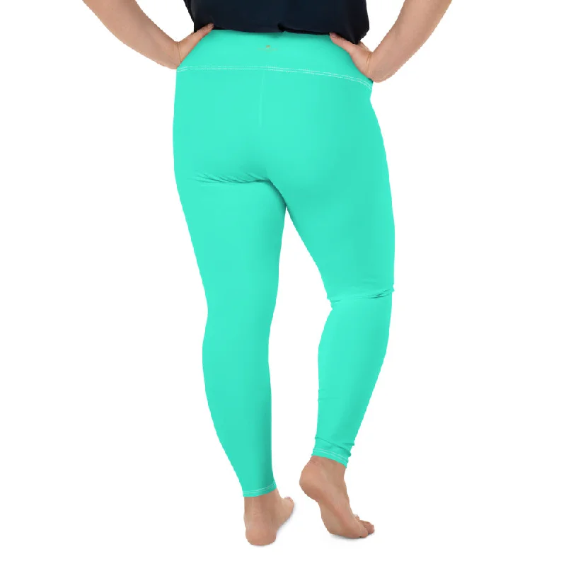 Turquoise Blue Plus Size Leggings, Bright Solid Color Stretchy Yoga Pants- Made in USA/EU Casual Black Leggings Turquoise Blue Plus Size Leggings, Bright Solid Color Stretchy Yoga Pants- Made in USA/EU Casual Black Leggings