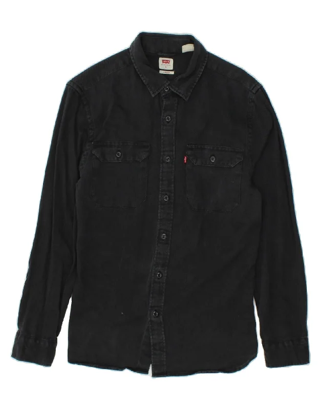 LEVI'S Mens Standard Fit Denim Shirt Small Black Cotton Elegant Classic Vintage