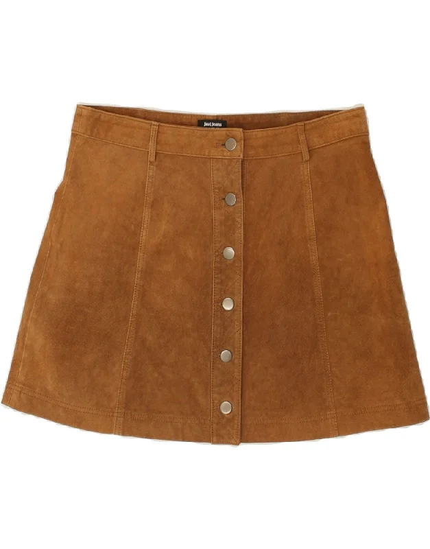 VINTAGE Womens Suede Skirt UK 12 Medium W30 Brown Leather linen skirt airy