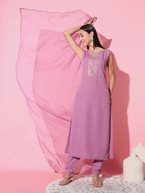Women U Neck Embroidered Work With Art Silk Fabric Kurta & Pant With Dupatta Set - Taantav Elegant High-Waist Pants Women U Neck Embroidered Work With Art Silk Fabric Kurta & Pant With Dupatta Set - Taantav Elegant High-Waist Pants