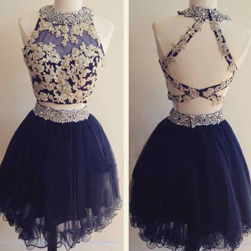 Popular navy two pieces gorgeous mini freshman lovely homecoming prom gown dress,BD0058 Tunics New arrival