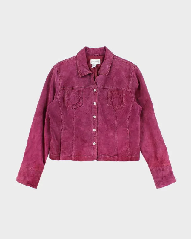 Vintage Y2k 00s Live A Little Purple Suede Jacket - L Cardigan Sweater Pullover