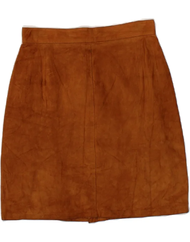 ROBRIK Womens Suede A-Line Skirt IT 42 Medium W24 Brown Leather relaxed fit skirt