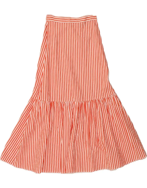 ZARA Womens A-Line Skirt XS W24 L32 Red Pinstripe Cotton chiffon skirt flowing