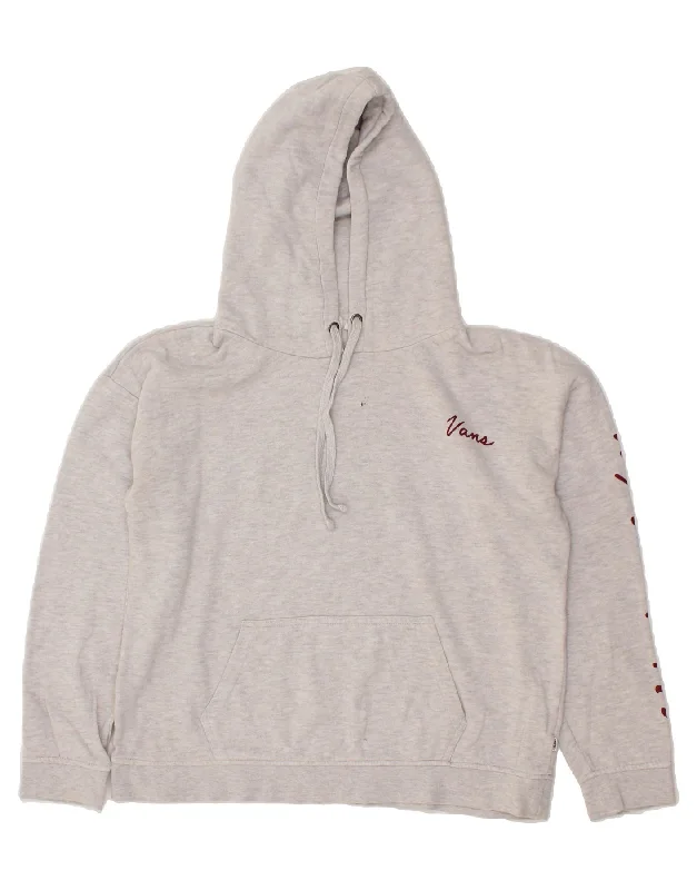 VANS Womens Graphic Hoodie Jumper UK 16 Large Grey Cotton Hoodie with Slit Hem Functional Movement