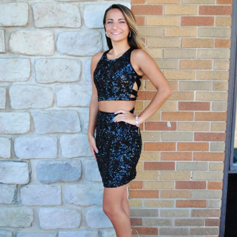 Black Sequin Mermaid Sparkle Sleeveless Cheap Homecoming Dress, FC438 Tunics Trousers formal