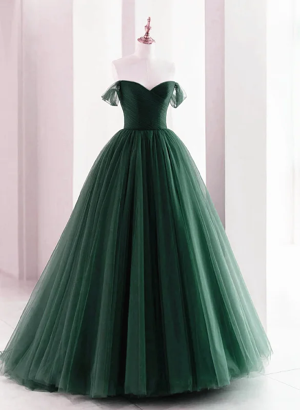 Dark Green Off Shoulder Sweetheart Long Party Dress, Dark Green Sweet 16 Dress Bodycon Fitted Nightout