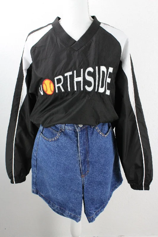 Vintage Northside Nylon Sweatshirt (XL) Zip Hoodie Drawstring Kangaroo Pocket