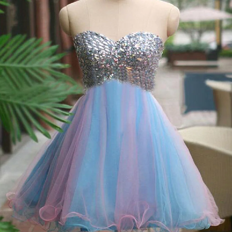 Rhinestones sparkly strapless unique sweetheart tight freshman homecoming prom dress,BD0005 Tunics Cozy comfortable