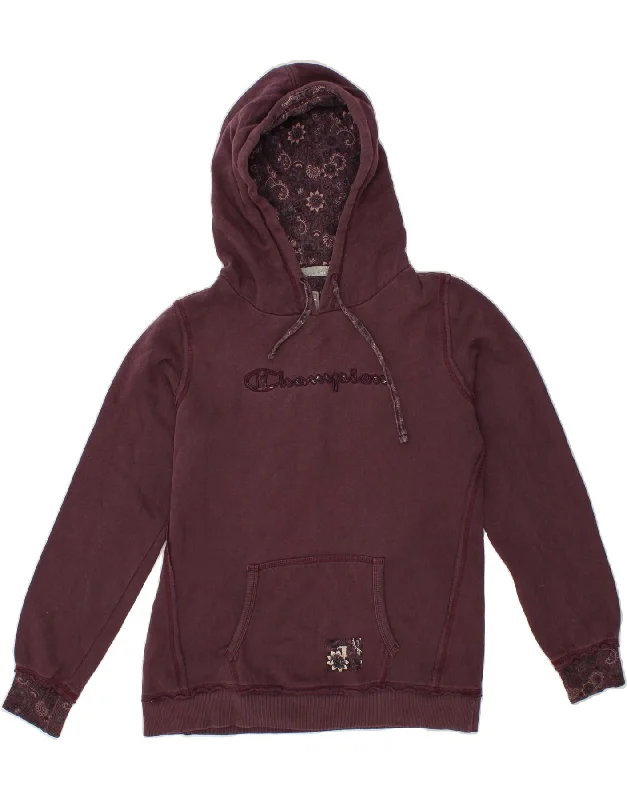 CHAMPION Womens Herritage Fit Hoodie Jumper UK 14 Large Maroon Floral Hoodie with Zipper Versatile Modern CHAMPION Womens Herritage Fit Hoodie Jumper UK 14 Large Maroon Floral Hoodie with Zipper Versatile Modern