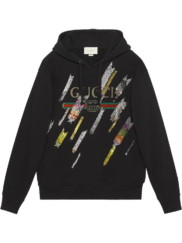 Gucci logo sweatshirt with shooting stars Hoodie with Hem Detail Decorative Unique
