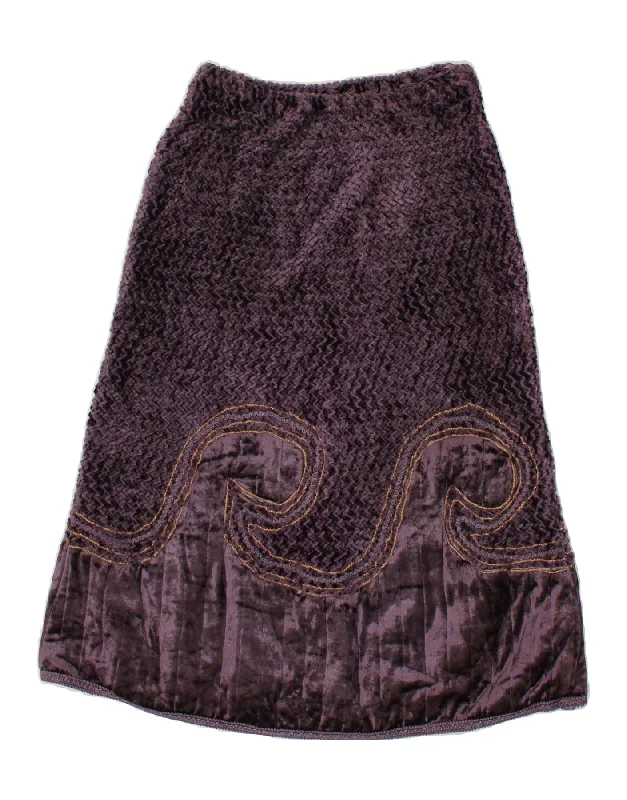 VINTAGE Womens Midi Skirt W30 Medium  Purple Cotton leather skirt sleek