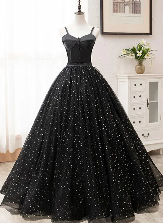 Black Gorgeous Sweetheart Straps Ball Gown Formal Dress, Black Party Dress Tunics Vintage classic
