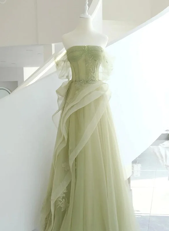 Light Green Sweetheart Off Shoulder Party Dress, A-line Green Evening Dress Prom Dress Tunics Polka dots