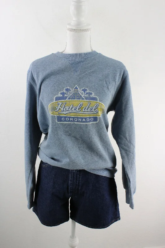 Vintage Hotel Del Sweatshirt (S) Hoodie with Slit Hem Functional Movement