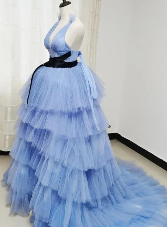 Beautiful Layers V-neckline Tulle Long Formal Dresses, Charming Party Dresses Evening Dress Tunics Occasion special