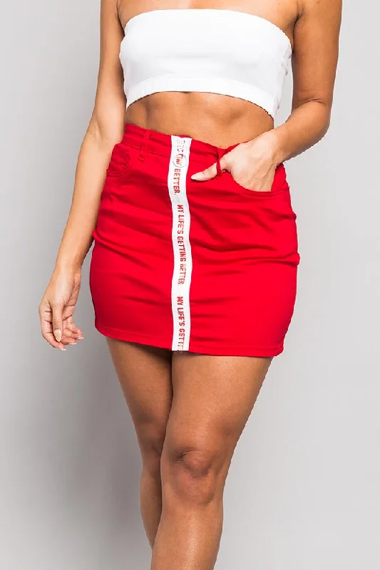 Accent Band Skirt velvet skirt rich