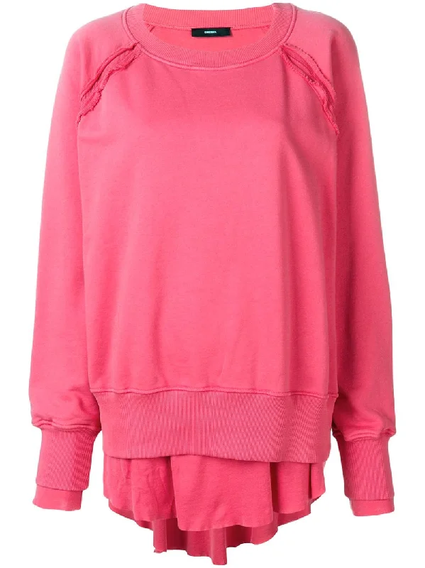oversized layered hem sweatshirt Hoodie with Zipper Versatile Modern