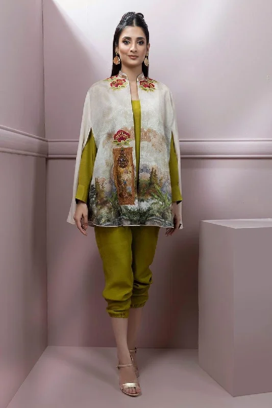 Shamaeel - Solid Silk Co-ord Set with Embroidered Silk Jacket Mesh Jacket Canvas Jacket Denim Jacket