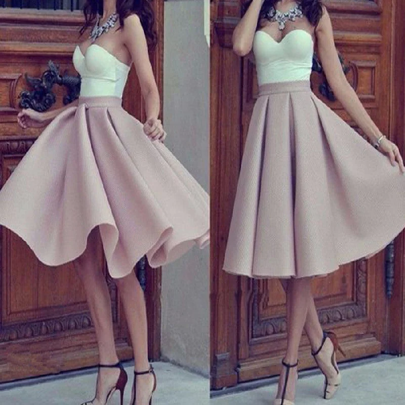 Strapless sweetheart unique mismatched simple homecoming prom gown dress,BD0043 Tunics Denim casual