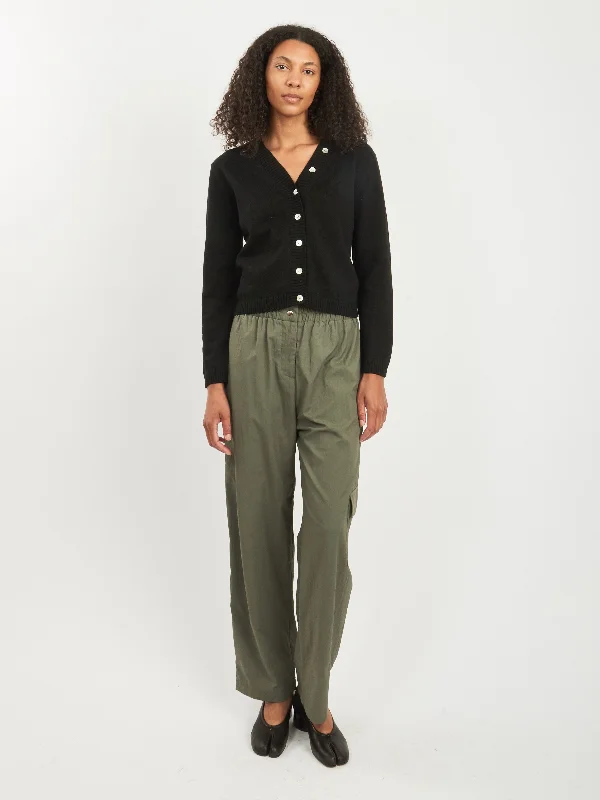 Olive Cargo Pants Relaxed Linen Pants