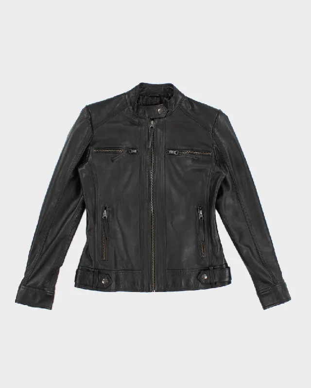 Woman's Vintage Leather moto jacket - M Wool Fabric Cashmere Fabric Tweed Fabric