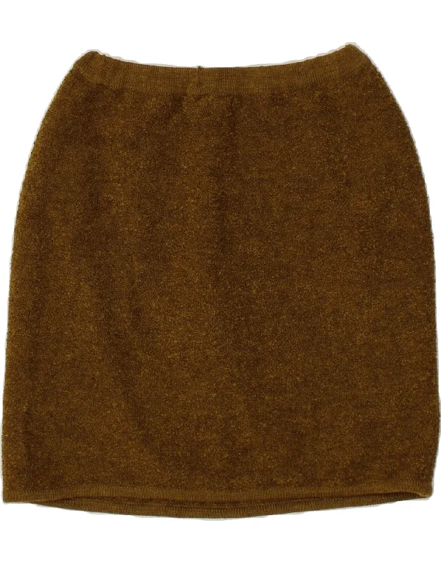 VINTAGE Womens Straight Skirt W30 Medium Brown velvet skirt glossy