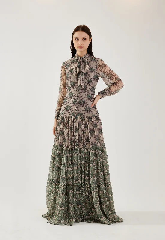 Peach and floral dual tone dress Tunics Trendy modern