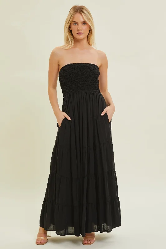 Textured Woven Tube Dress Boatneck Modish Everyday