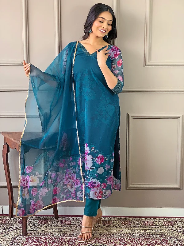 Women V Neck Printed Work Tabby Viscose Fabric Kurta & Pant With Dupatta Set - Taantav Slim-Fit Khaki Pants Women V Neck Printed Work Tabby Viscose Fabric Kurta & Pant With Dupatta Set - Taantav Slim-Fit Khaki Pants