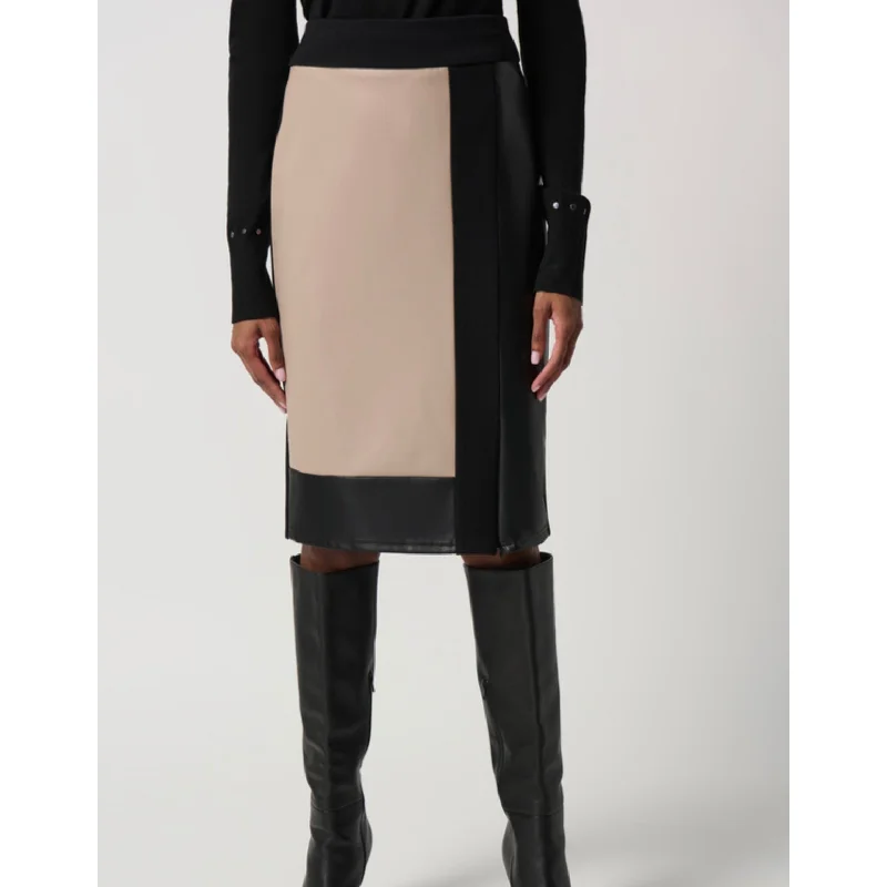 joseph ribkoff black/latte faux leather skirt leather skirt bold