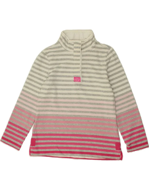 JOULES Womens Button Neck Sweatshirt Jumper UK 12 Medium Grey Striped Hoodie Jacket Zipper Layering JOULES Womens Button Neck Sweatshirt Jumper UK 12 Medium Grey Striped Hoodie Jacket Zipper Layering