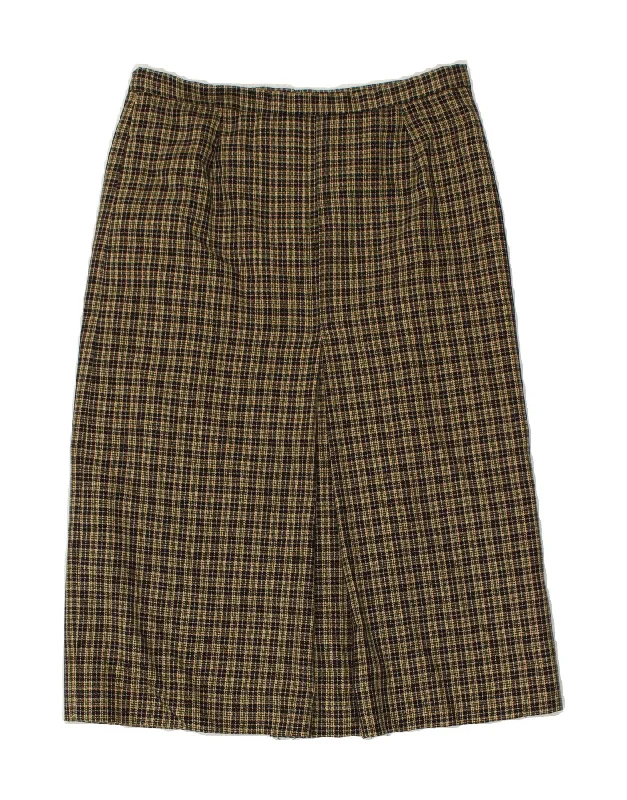 VINTAGE Womens Straight Skirt W30 Medium Green Check tiered skirt playful