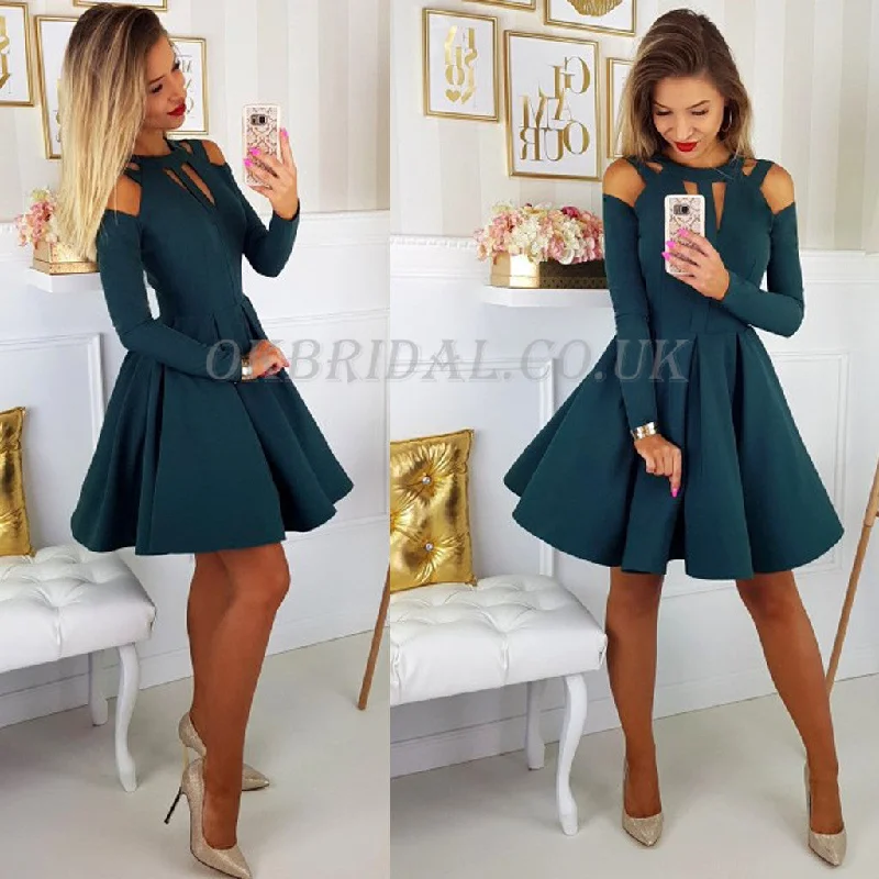 Elegant Long Sleeve Jersey Homecoming Dresses, A-Line Knee-Length Homecoming Dresses, KX57 Tunics Favorite customer
