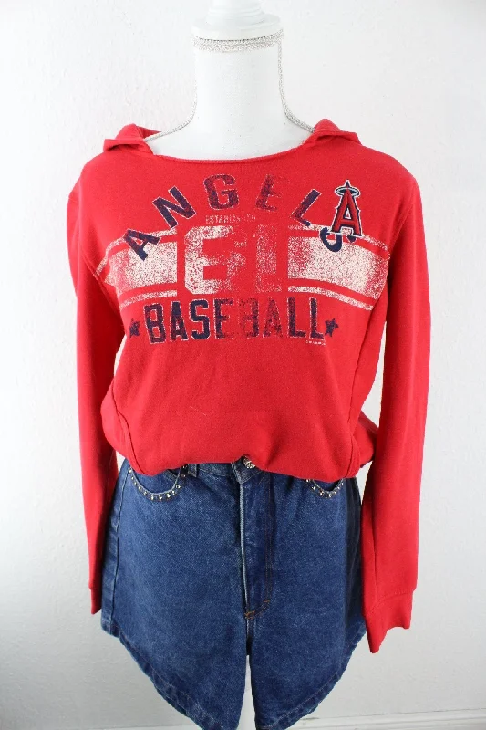 Vintage Angels Baseball Hoodie (L) Hoodie with Ribbed Cuffs Snug Fit Comfort
