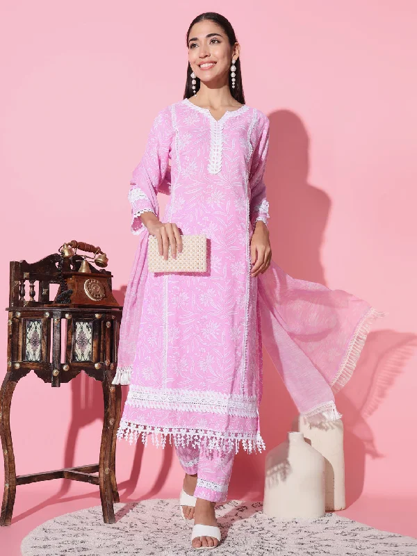 Women Round Neck Embroidered Work Soft Cotton Silk Fabric Kurta & Pant With Dupatta Set - Taantav Cozy Maternity Pants Women Round Neck Embroidered Work Soft Cotton Silk Fabric Kurta & Pant With Dupatta Set - Taantav Cozy Maternity Pants