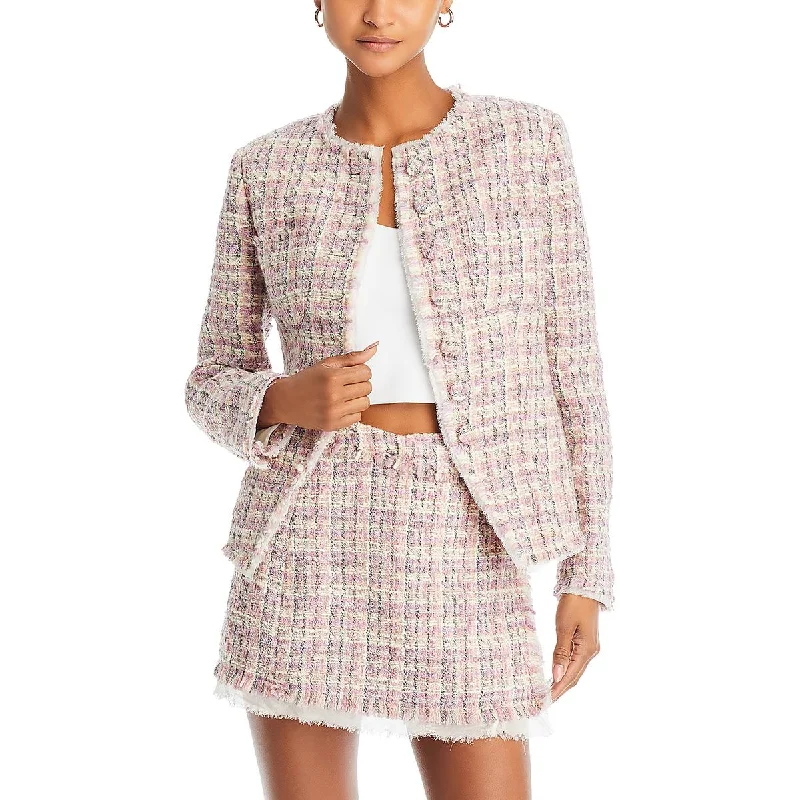Womens Wool Blend Tweed Soft Shell Jacket Jersey Jacket Tulle Jacket Batik Jacket