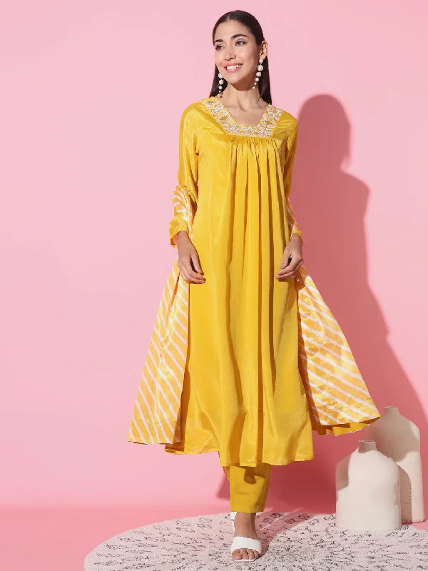 Women V-Neck Embroidered Work Chanderi Fabric Kurta Pant Set Comes With Silk Dupatta - Taantav Casual Drawstring Pants Women V-Neck Embroidered Work Chanderi Fabric Kurta Pant Set Comes With Silk Dupatta - Taantav Casual Drawstring Pants