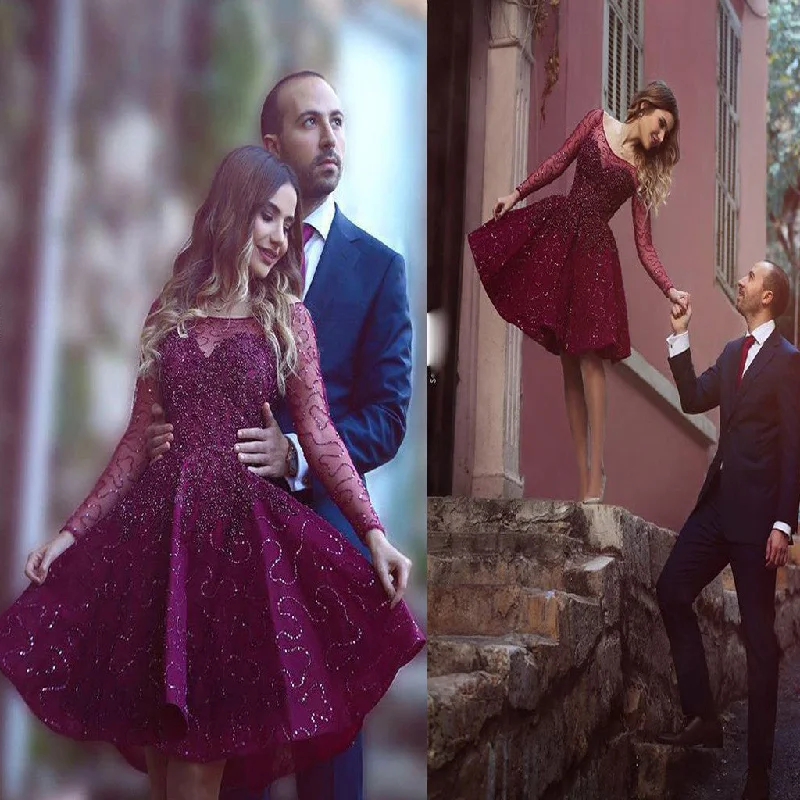 Long sleeve gorgeous elegant unique lovely homecoming prom gown dress,BD00122 Tunics Distressed trendy