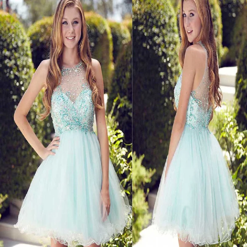 Sparkly see through tulle cute Bohemian cute freshman graduation homecoming prom dress,BD0022 empire Waist empire