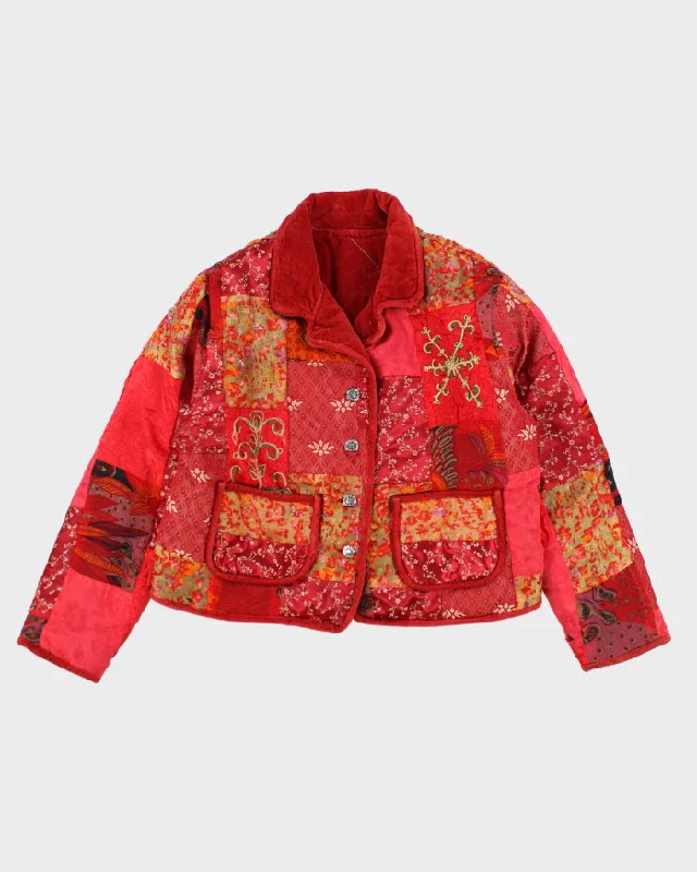 Vintage Patchwork Quilted Reversible Jacket - M Toggled Jacket Drawstring Jacket Belted Jacket Vintage Patchwork Quilted Reversible Jacket - M Toggled Jacket Drawstring Jacket Belted Jacket