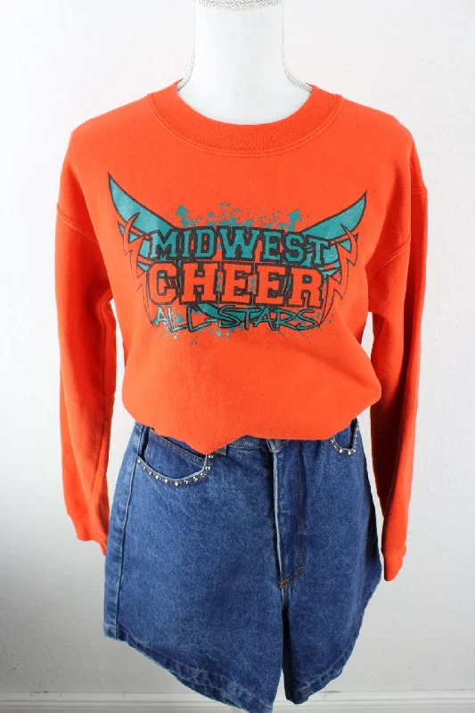 Vintage Midwest Cheer All-Stars Sweatshirt (L) Hoodie with Drawcord Adjustable Secure Vintage Midwest Cheer All-Stars Sweatshirt (L) Hoodie with Drawcord Adjustable Secure